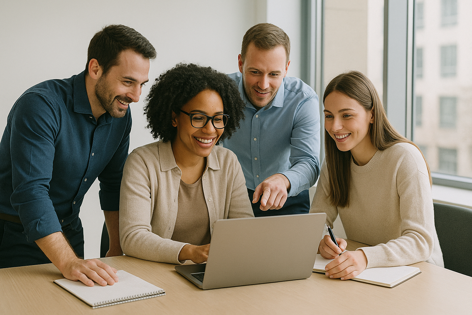 Leadership team collaborating